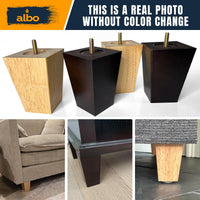 Albo Wood Furniture Legs 6 inch, Heavy Duty Sofa Legs, Pack of 4 Square Couch Legs Covered with Clear Varnish, Sofa Replacement Parts, for Dresser Legs, Sideboard, Recliner Couch, Circle Chair