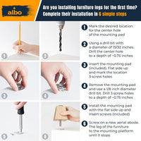 Albo Furniture Legs 3 inch Square Wooden 4pcs