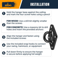 Albo Diamond Plate 2650lbs Swing Hangers 4 Pcs Black