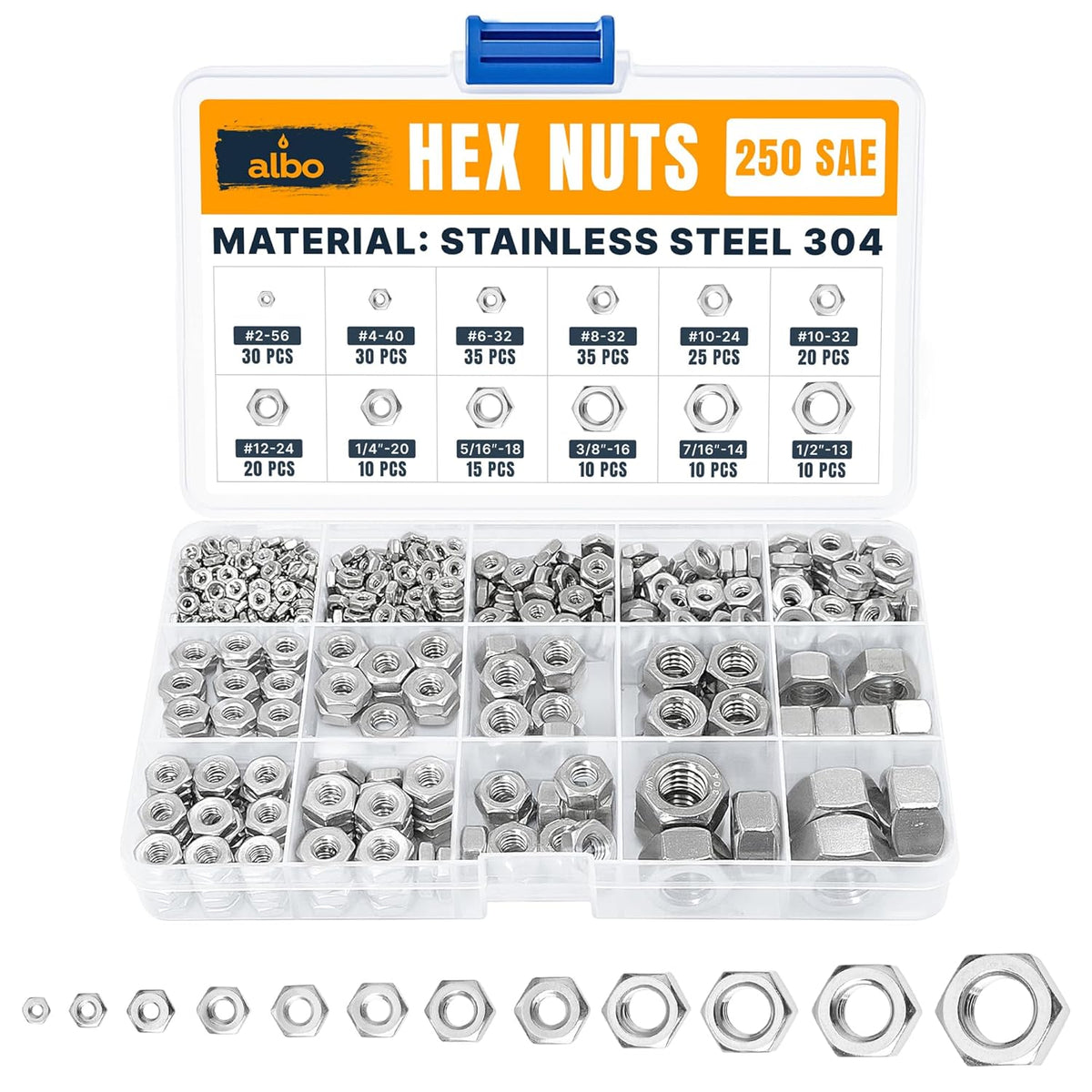ALBO Metric Flange Nuts Assortment 250pcs