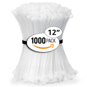 compare product ALBO 12 Inch 50lb White Heavy Duty UV Resistant Nylon Zip Ties 1000 Pack
