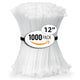 ALBO 12 Inch 50lb White Heavy Duty UV Resistant Nylon Zip Ties 1000 Pack