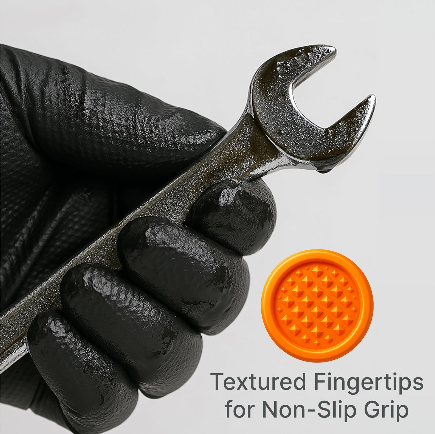 Grevo Disposable 5 & 8 Mil Black Nitrile Gloves S-XL – Heavy Duty Latex & Powder-Free – Textured, Chemical-Resistant (100 PCS 8 Mil, X-Large)