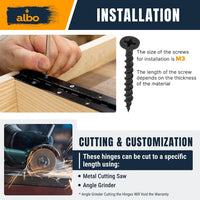 ALBO 36 Inch Black Heavy Duty Piano Hinge Continuous Stainless Steel 304 (2-Pack)