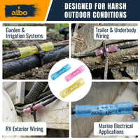 ALBO Heat Shrink Butt Connectors 12-10 AWG (500pcs) - Waterproof Solder Seal Insulated Copper Crimp Wire Splice Terminals for Automotive, Marine Wiring | 4-6mm² Gauge Connectors