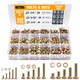 ALBO Hex Head Bolts and Nuts Yellow Zinc Plated 1/4"-3/8" with Washers, 1/2"-1-1/2" Lengths, 300pcs