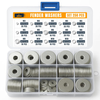 compare product ALBO Metric Fender Flat Washers M6-M12 Assortment 250pcs
