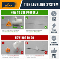 ALBO 100 Reusable Orange Caps for Tile Leveling System - Floor & Wall Spacers for Ceramic, Stone & Tile