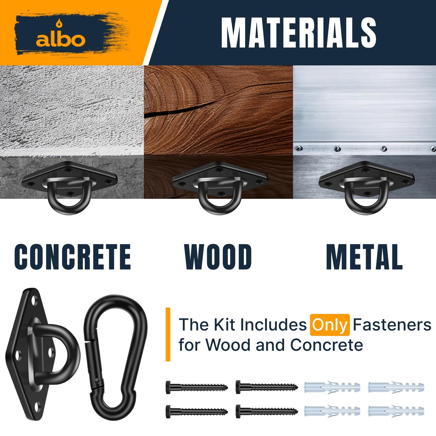 Albo Diamond Plate Heavy Duty Swing Hangers 2 Pcs Black Stainless Steel