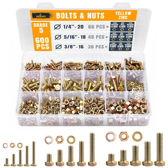 compare product ALBO Grade 5 Yellow Zinc Hex Bolts and Nuts Assortment 1/4