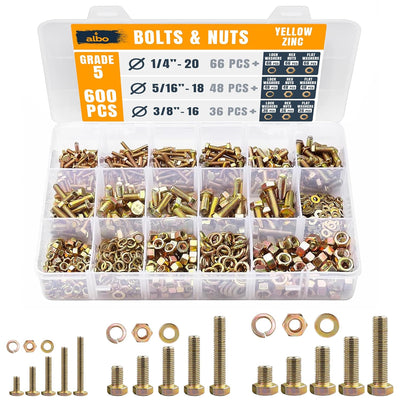 ALBO 304 Stainless Steel M2 M3 M4 M5 Metric Screw Assortment 2000PCS, Nuts & Flat/Spring Washers Kit, 4 Allen Keys, Hex Socket Head Cap, Tweezers, Organized Storage Box for 3D Printer, RC, Furniture
