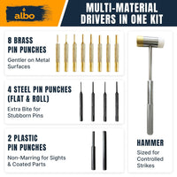 ALBO 15-Piece Pin Punch Set with Hammer and Drivers