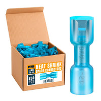 Albo Heat Shrink Male And Female Spade Connectors Kit, Red 22-16 AWG, 250 PCS