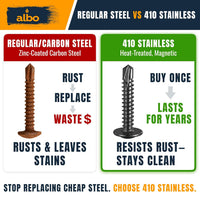 ALBO #10 x 2 inch Black Stainless Steel Self-Tapping Screws 100pcs