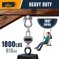 Albo 6 Pack Heavy Duty Swing Hangers – 7 Inch, 304 Stainless Steel, 1800 lbs Swivel Hooks for Porch, Punching Bag, Hammock, Yoga, Gym, Playground, Ceiling Mount for Wood & Concrete Indoor Outdoor