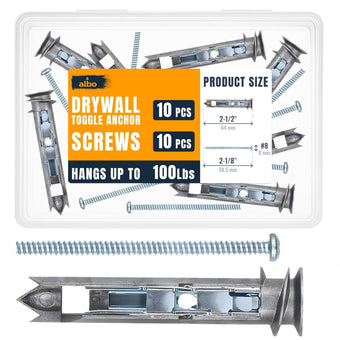 compare product ALBO EZ Self-Drilling Drywall Toggle Anchors Kit Heavy Duty Metal Anchors 10pcs