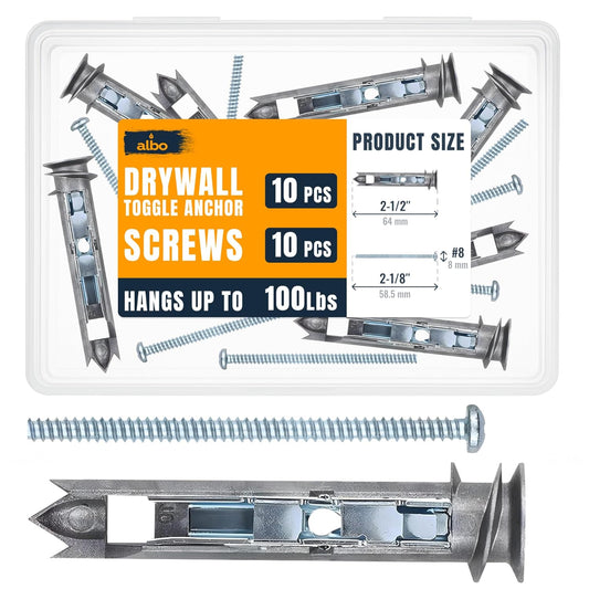 ALBO EZ Self-Drilling Drywall Toggle Anchors Kit Heavy Duty Metal Anchors 10pcs