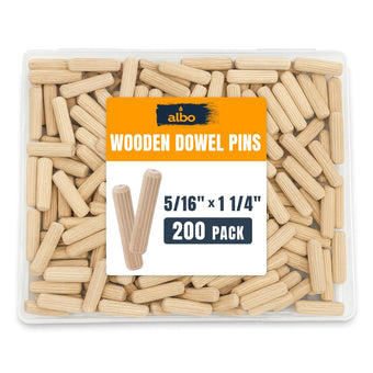 compare product ALBO 200 Pcs. Fluted Wood Dowel Pins for Woodworking, 5/16 x 1-1/4 Inch