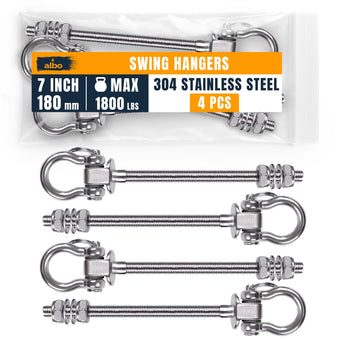compare product Albo 4 Pack Heavy Duty Swing Hangers – 7 Inch, 304 Stainless Steel, 1800 lbs Swivel Hooks for Porch, Punching Bag, Hammock, Yoga, Gym, Playground, Ceiling Mount for Wood & Concrete Indoor Outdoor