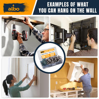 ALBO Drywall Anchor Kit Hollow Wall with Screws 50 pcs. (Grey Anchor 25pcs + Screws 25pcs) Plastic Hollow Wall Drilling Anchors