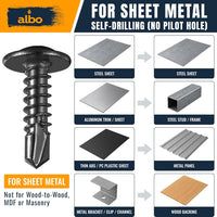 ALBO #8 x 3/4 inch Black Stainless Steel Self-Tapping Screws 300pcs