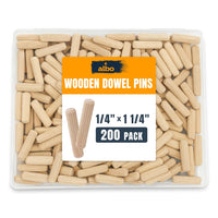 ALBO Wooden Dowel Pins 1/4 x 1-1/4 inch Hardwood 200pcs
