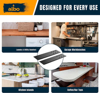 ALBO 12" Heavy Duty Flat Countertop Support Brackets, 4-Pack - 1/4" Steel Hidden Flush-Mount Corbel, Matte Black