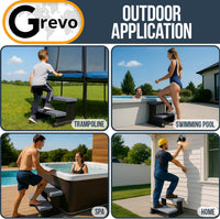 Grevo Hot Tub Steps Wide 31 inch Gray Plastic Anti-Slip