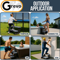 GREVO Outdoor Steps for Hot Tub Wide 31", Gray/Fits Round and Straight Pools, Non-Slip Steps, Quick Assemble