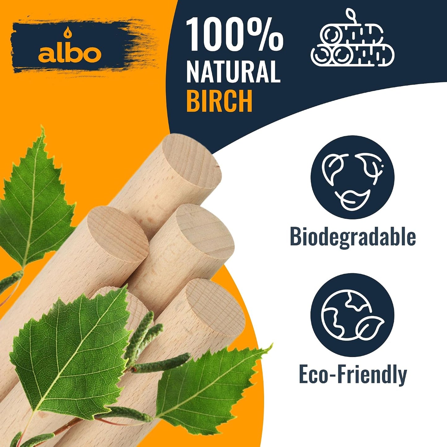 Albo 1" x 36" Birch Wooden Dowel Rods - 5 Pack Natural Craft Sticks for DIY & Woodworking