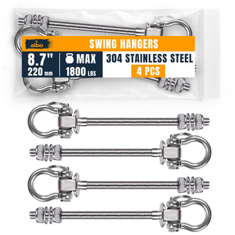 compare product Albo 4 Pack Heavy Duty Swing Hangers – 8.7 Inch, 304 Stainless Steel, 1800 lbs Swivel Hooks for Hammock, Porch, Gym, Punching Bag, Yoga, Playground, Ceiling Mount for Wood & Concrete Indoor Outdoor