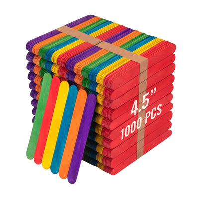 ALBO Birch 4.5" Colored Popsicle Sticks for Crafts, Foods and DIY Projects, 1000 pieces