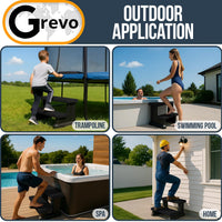 GREVO Outdoor Steps for Hot Tub Wide 31", Black/Fits Round and Straight Pools, Non-Slip Steps, Quick Assemble