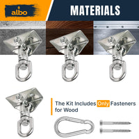 Albo Heavy Duty Swing Hangers 2 Pack, 2650 LBS, 360° Swivel, Silver