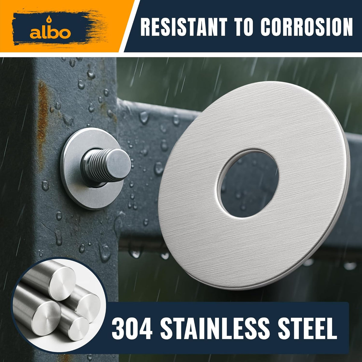 ALBO 3/8" x 1-1/4" Stainless Steel Fender Flat Washers 100pcs