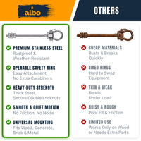 Albo 4 Pack Heavy Duty Swing Hangers – 8.7 Inch, 304 Stainless Steel, 1800 lbs Swivel Hooks for Hammock, Porch, Gym, Punching Bag, Yoga, Playground, Ceiling Mount for Wood & Concrete Indoor Outdoor