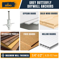ALBO Drywall Anchor Kit Hollow Wall with Screws 100 pcs. (White Anchor 50pcs + Screws 50pcs) Plastic Hollow Wall Drilling Anchors