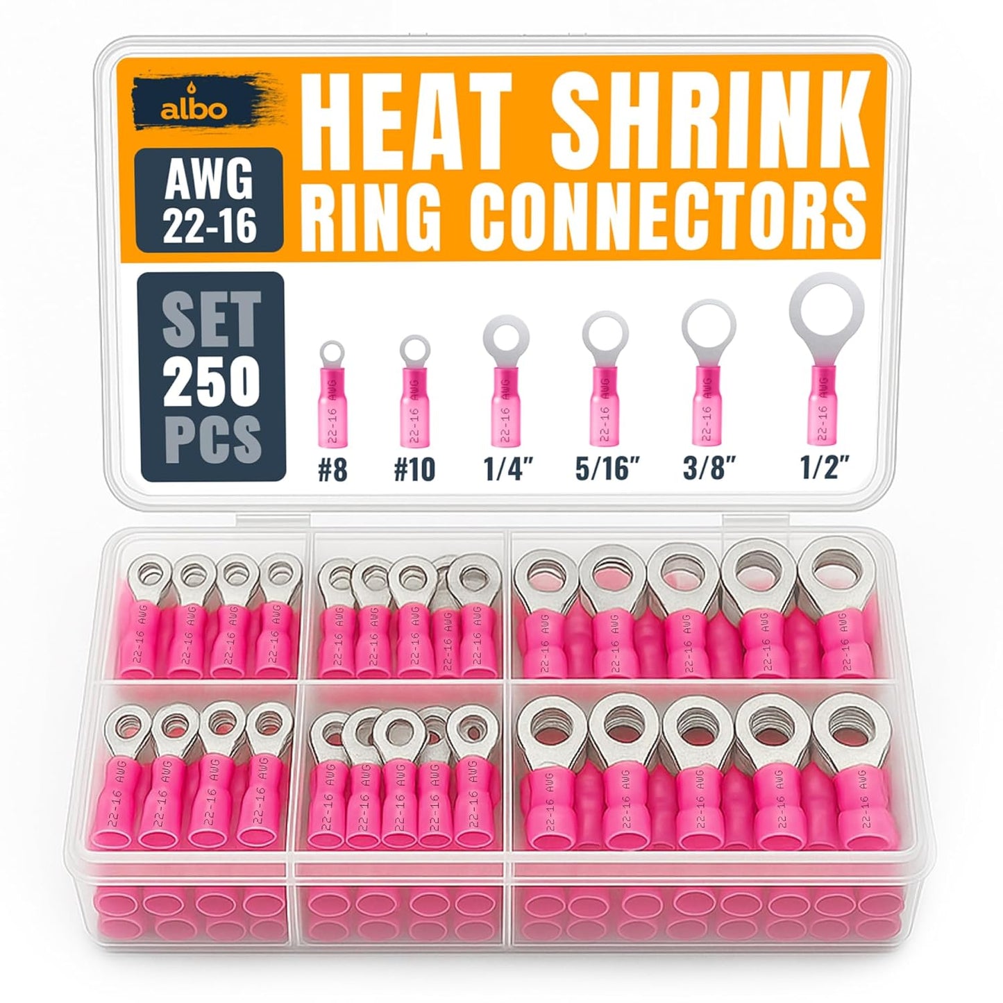 ALBO Ring Terminals Kit #10 Yellow 12-10 AWG 250pcs