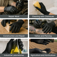 Grevo Disposable 5 & 8 Mil Black Nitrile Gloves S-XL – Heavy Duty Latex & Powder-Free – Textured, Chemical-Resistant (1000 PCS 8 Mil, Medium)