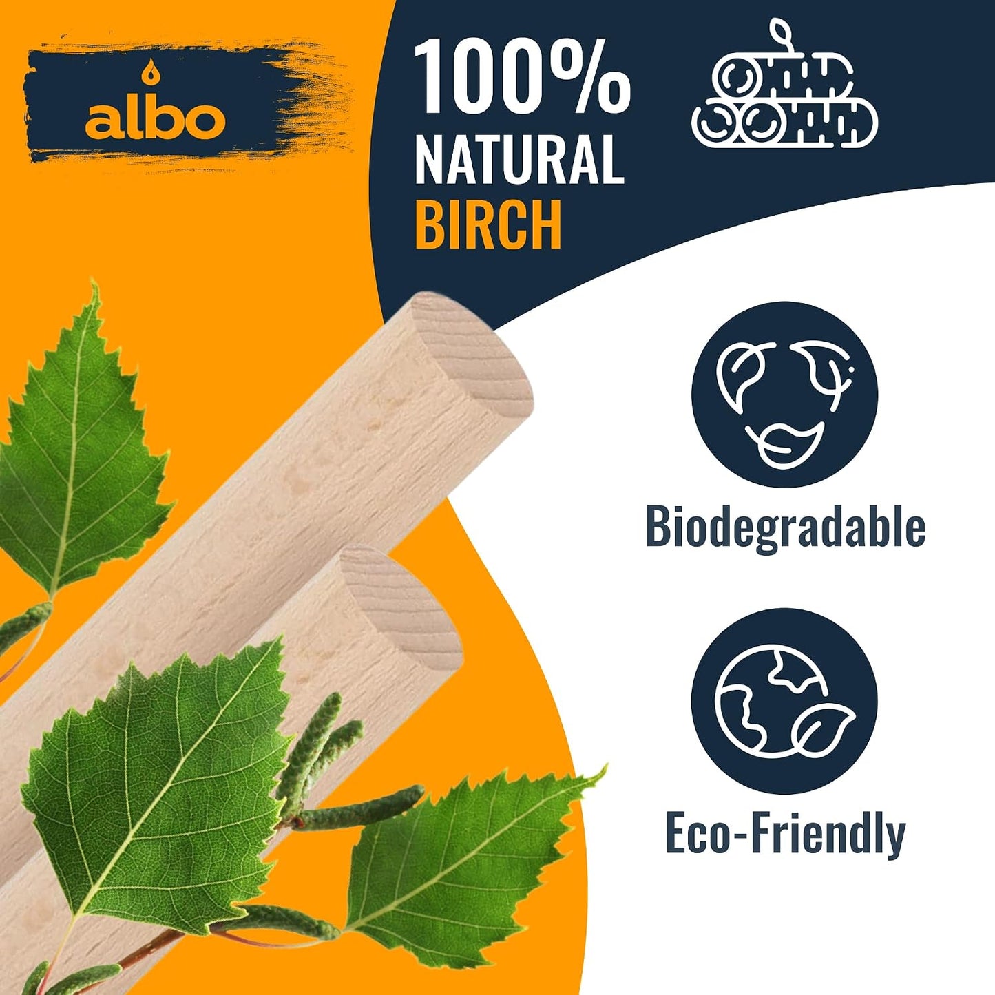 ALBO 1" x 48" Birch Wooden Dowel Rods - 2 Pack Extra Long Hardwood Craft Sticks for DIY & Woodworking