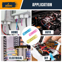 ALBO Heat Shrink Butt Connectors 16-14 AWG (500pcs) - Waterproof Solder Seal Insulated Copper Crimp Splice Terminals for Automotive, Marine Wiring | 1.5-2.5mm² Gauge Wire Connectors