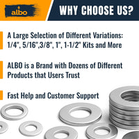 ALBO 3/8" x 1-1/4" Stainless Steel Fender Flat Washers 100pcs