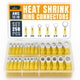 ALBO 250PCS Yellow Heat Shrink Ring Terminal Kit – 12-10 AWG Wire Terminal Connectors Assortment, 6 Sizes (#8, #10, 1/4", 5/16", 3/8", 1/2") – Waterproof Tinned Copper Electrical Ring Connectors