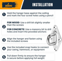 Albo Diamond Plate 2650lbs Heavy Duty Stainless Steel Swing Hangers 2 PCS