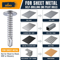 ALBO #8 x 1 inch Stainless Steel Self-Tapping Screws 200pcs