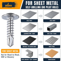 ALBO #10 x 5/8 inch Stainless Steel Self-Tapping Metal Screws 300pcs
