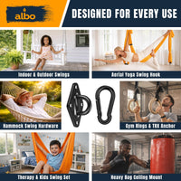 Albo Diamond Plate Heavy Duty Swing Hangers 2 Pcs Black Stainless Steel