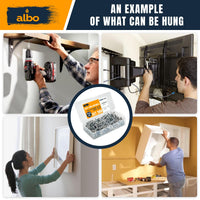 ALBO #6 Zinc Self-Drilling Drywall Anchors, 200PC Set – Includes 100 Heavy Duty Sheetrock Anchors & 100#6 x 1-1/4'' Screws – 75LB Capacity for Hanging and Mounting