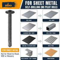 ALBO #10 x 1-1/4 inch Stainless Steel Self-Tapping Screws 200pcs