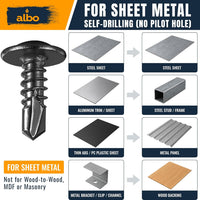 ALBO #8 x 1/2 inch Stainless Steel Self-Tapping Truss Head Screws 400pcs